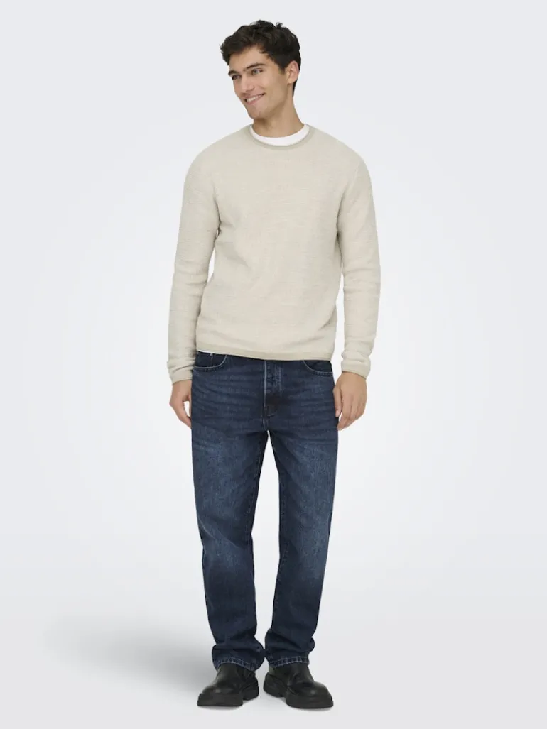 ONSERIC REG 12 STRUC CREW KNIT NOOS silver lining2