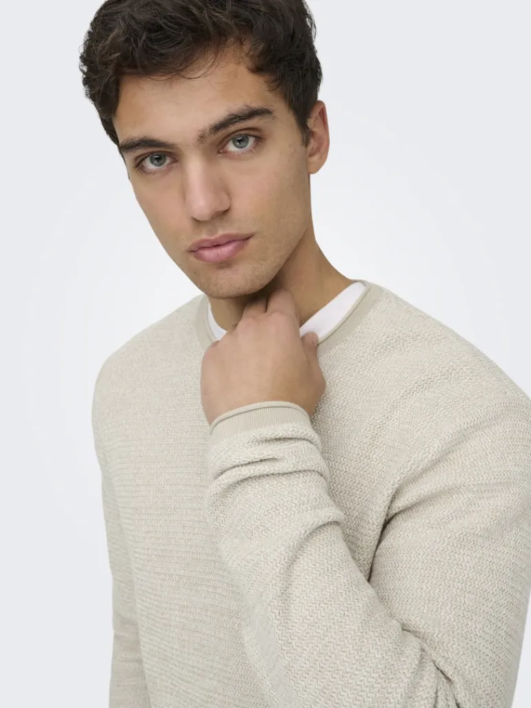 ONSERIC REG 12 STRUC CREW KNIT NOOS silver lining2