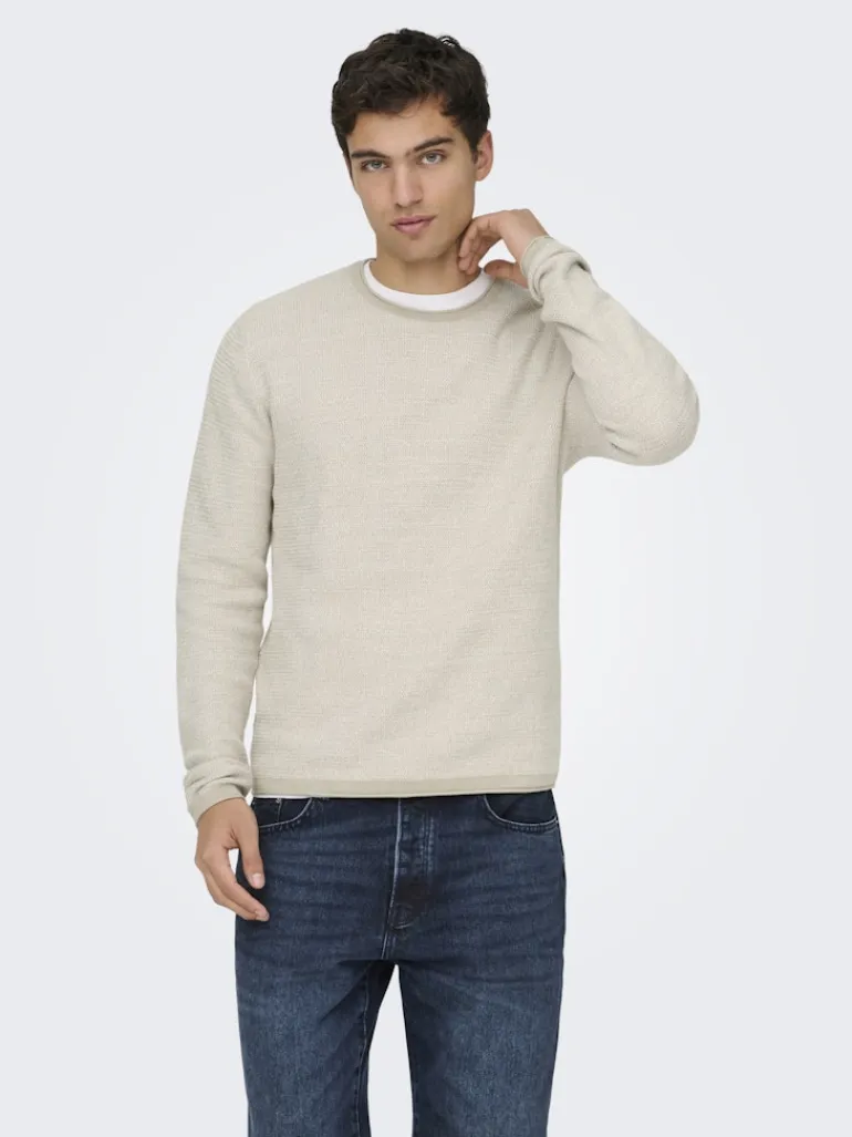 ONSERIC REG 12 STRUC CREW KNIT NOOS silver lining2