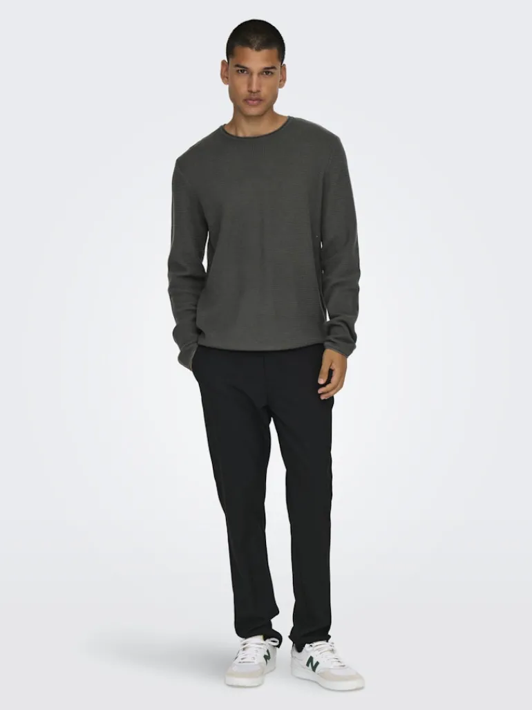 ONSERIC REG 12 STRUC CREW KNIT NOOS grey pinstripe