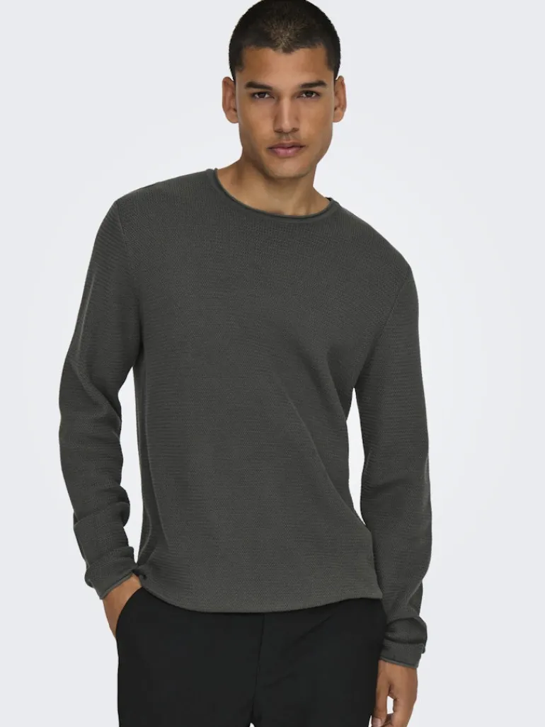 ONSERIC REG 12 STRUC CREW KNIT NOOS grey pinstripe