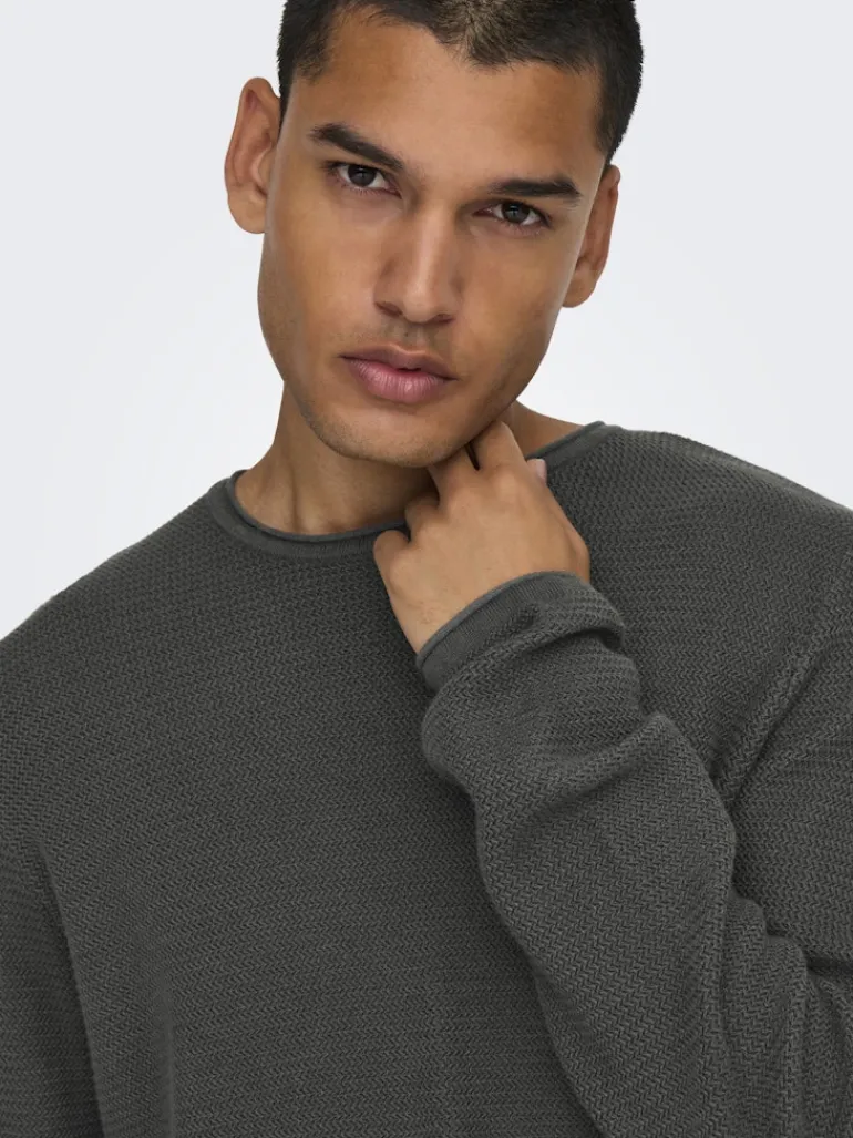 ONSERIC REG 12 STRUC CREW KNIT NOOS grey pinstripe