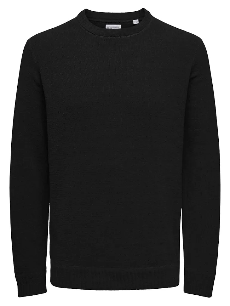 ONSETHAN LIFE REG 7 CREW KNIT NOOS black