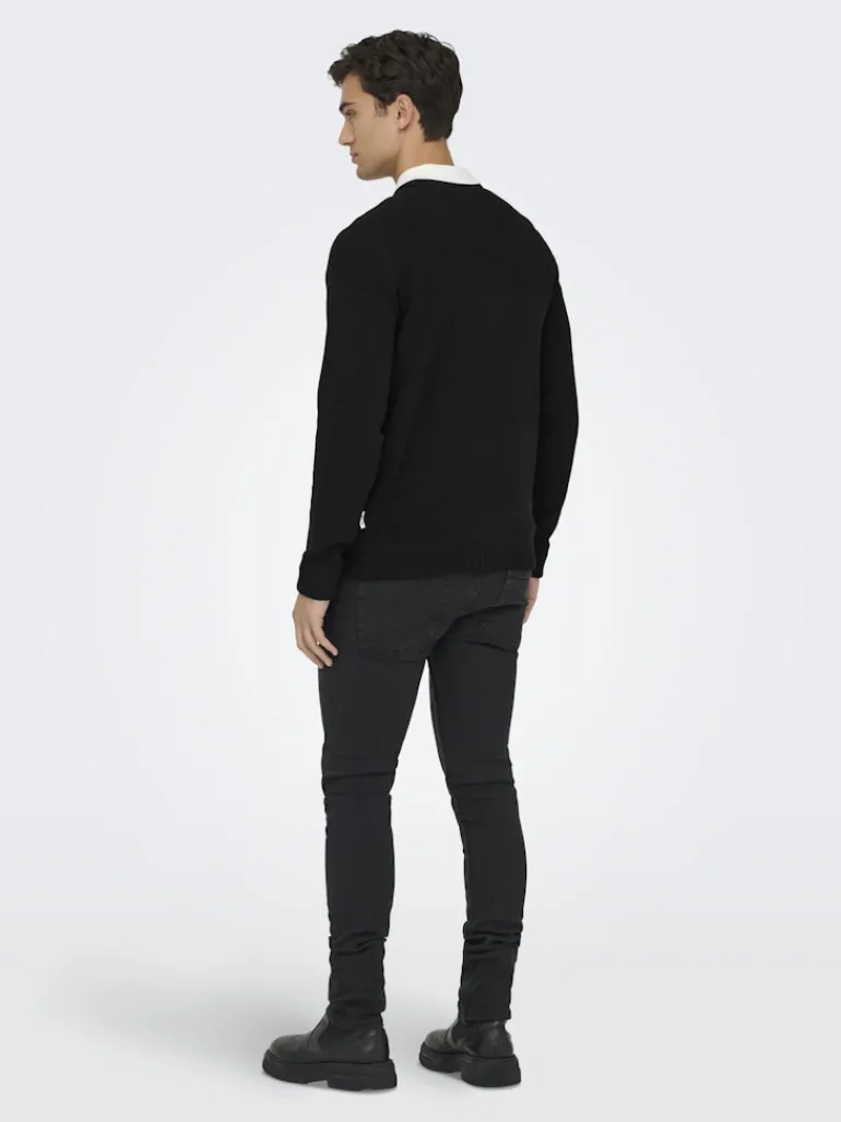 ONSETHAN LIFE REG 7 CREW KNIT NOOS black