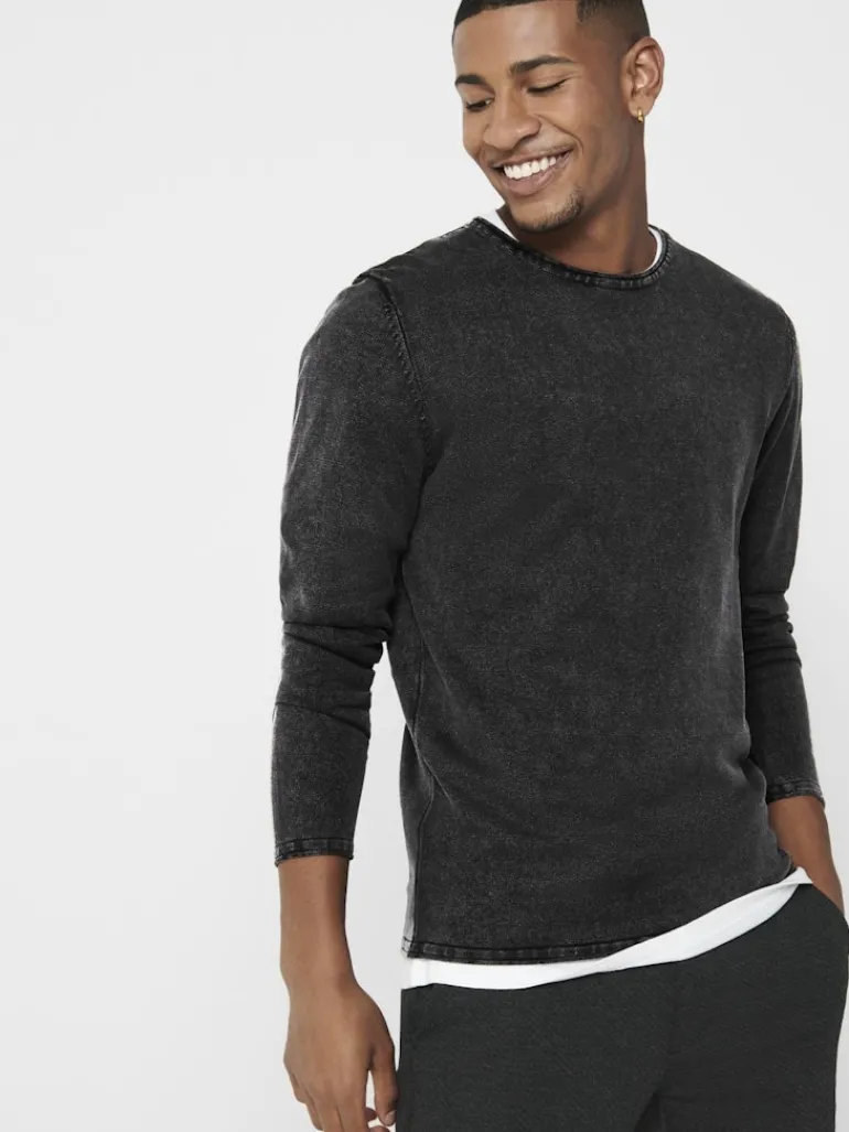 ONSGARSON 12 WASH CREW KNIT black