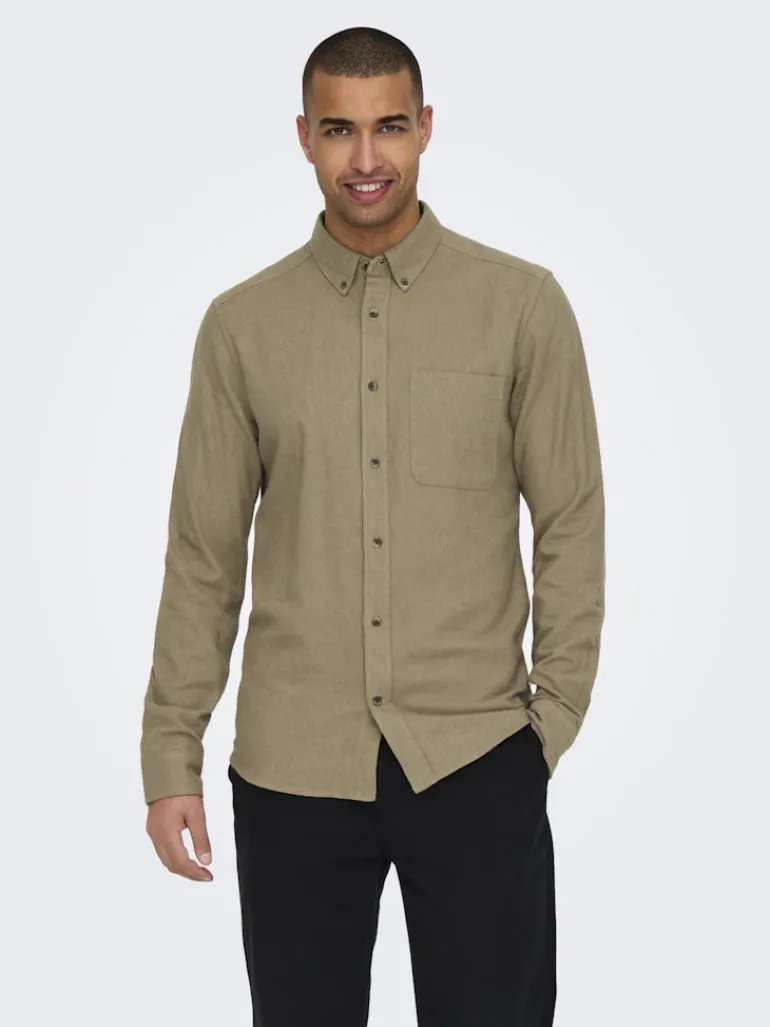 ONSGUDMUND SLIM 1-PKT SOLID SHIRT NOOS chinchilla