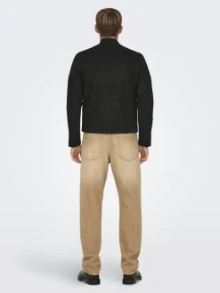 ONSGUS FAUX SUEDE RACER JACKET OTW NOOS black
