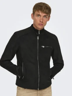 ONSGUS FAUX SUEDE RACER JACKET OTW NOOS black