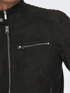 ONSGUS FAUX SUEDE RACER JACKET OTW NOOS black
