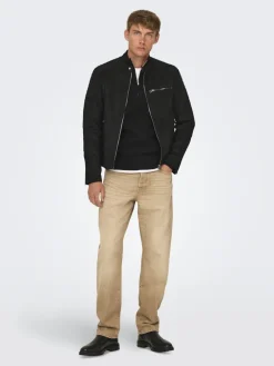 ONSGUS FAUX SUEDE RACER JACKET OTW NOOS black