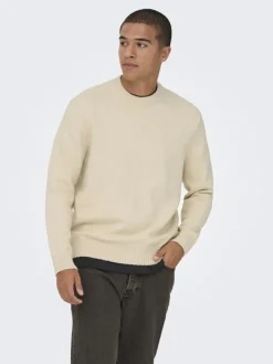 ONSJAMES RLX CREW KNIT NOOS oatmeal