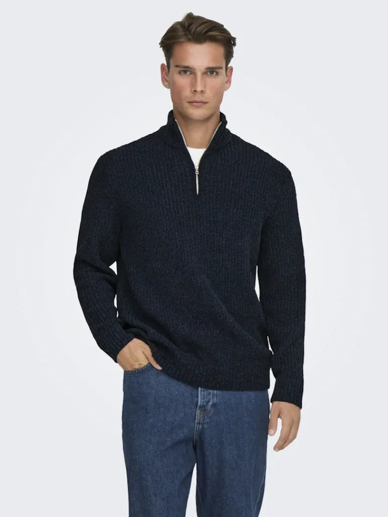 ONSJOIN REG LS HIGH NECK KNIT CAMP dark sapphire