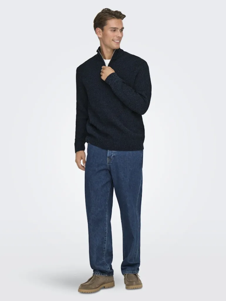 ONSJOIN REG LS HIGH NECK KNIT CAMP dark sapphire