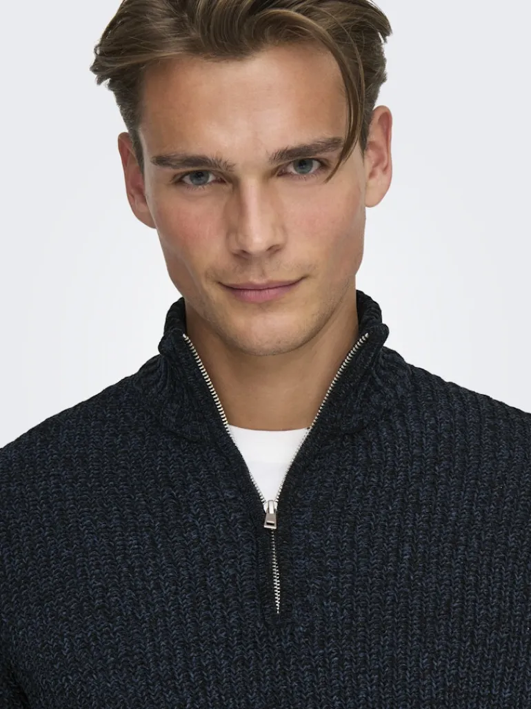 ONSJOIN REG LS HIGH NECK KNIT CAMP dark sapphire