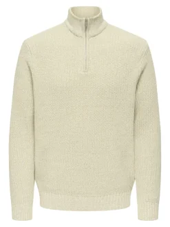 ONSJOIN REG LS HIGH NECK KNIT CAMP egret