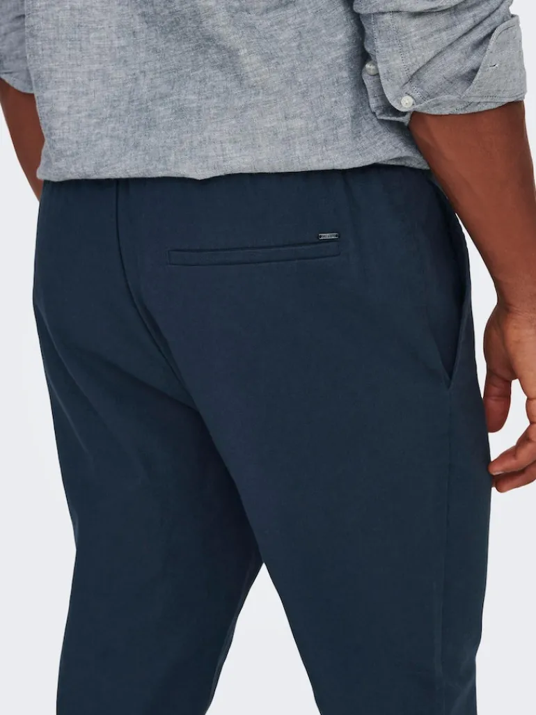 ONSLINUS CROP 0007 COT LIN PNT NOOS dark navy