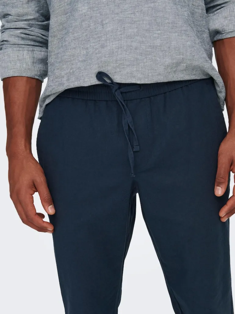 ONSLINUS CROP 0007 COT LIN PNT NOOS dark navy