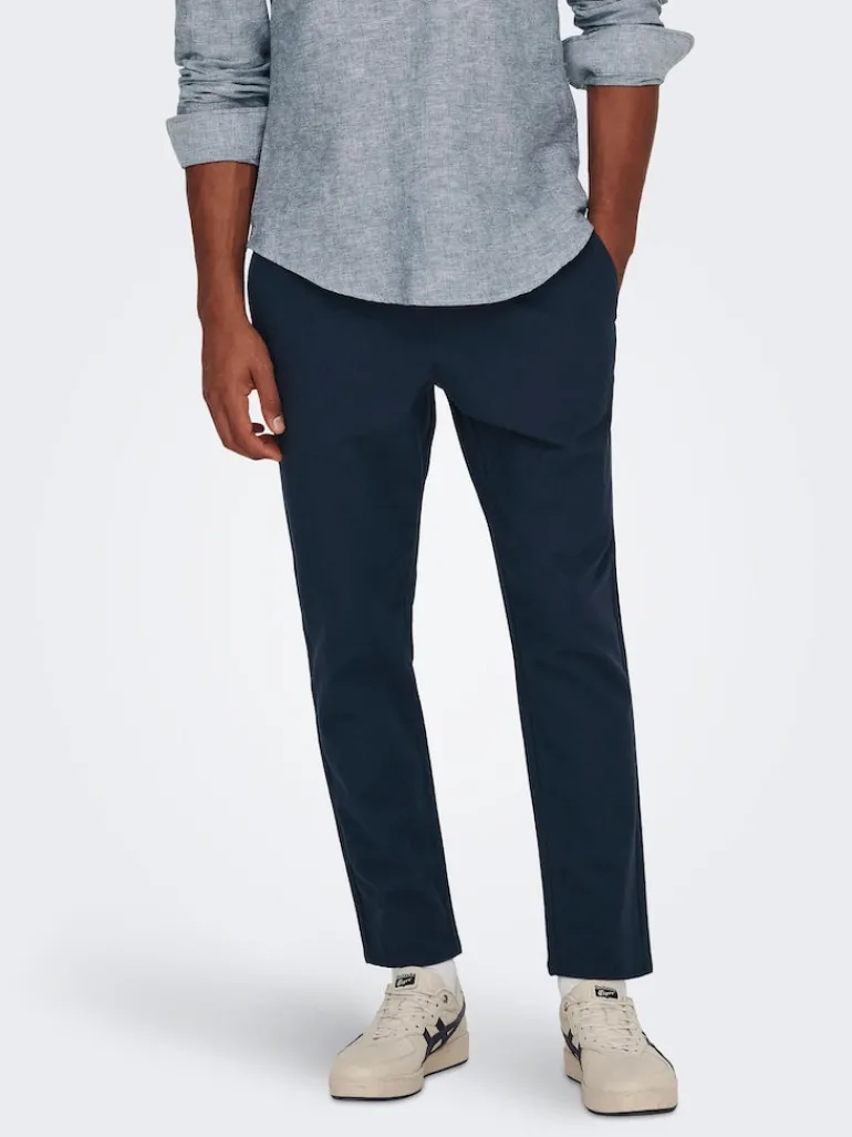 ONSLINUS CROP 0007 COT LIN PNT NOOS dark navy