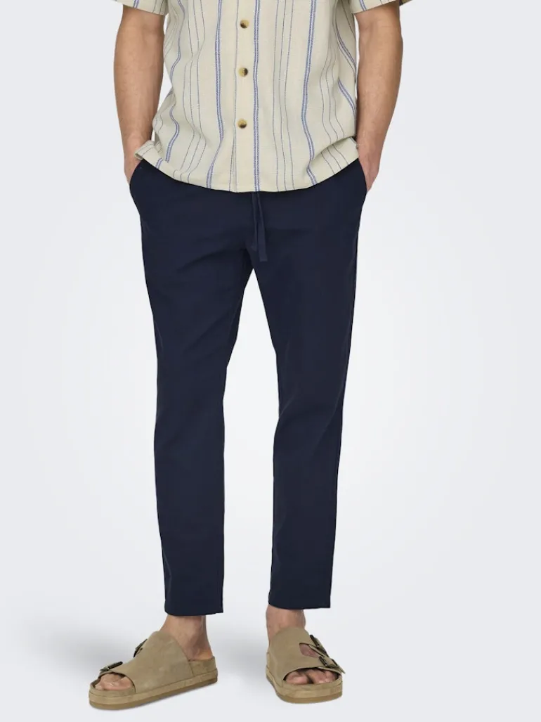 ONSLINUS CROP 0007 COT LIN PNT NOOS dark navy