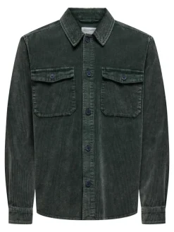 ONSMARLON 8W WASH CORD OVERSHIRT darkest spruce