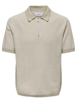ONSMATTEO REG SS ZIP POLO cloud dancer