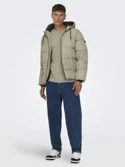 ONSMELVIN LIFE HOOD PUFFER JACKET OTW VD vintage khaki