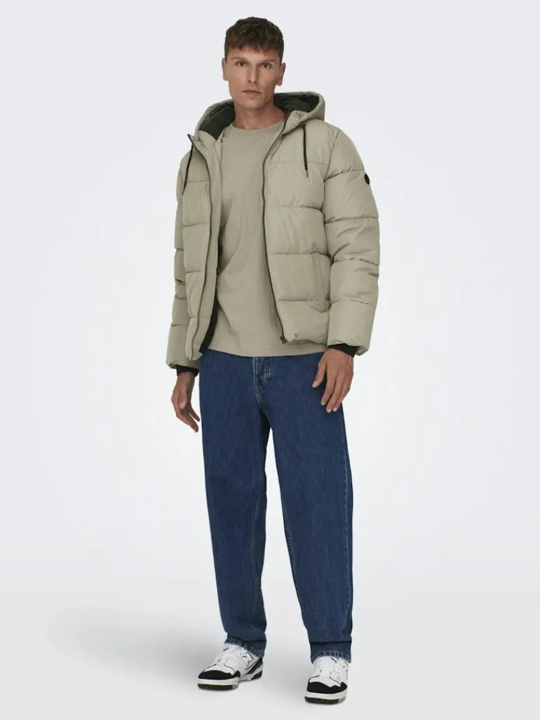 ONSMELVIN LIFE HOOD PUFFER JACKET OTW VD vintage khaki