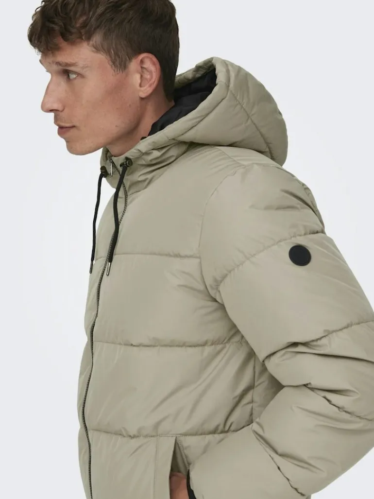 ONSMELVIN LIFE HOOD PUFFER JACKET OTW VD vintage khaki