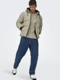ONSMELVIN LIFE HOOD PUFFER JACKET OTW VD vintage khaki