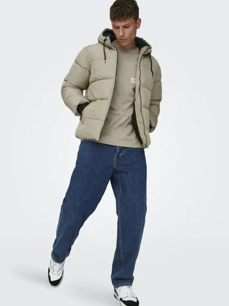 ONSMELVIN LIFE HOOD PUFFER JACKET OTW VD vintage khaki