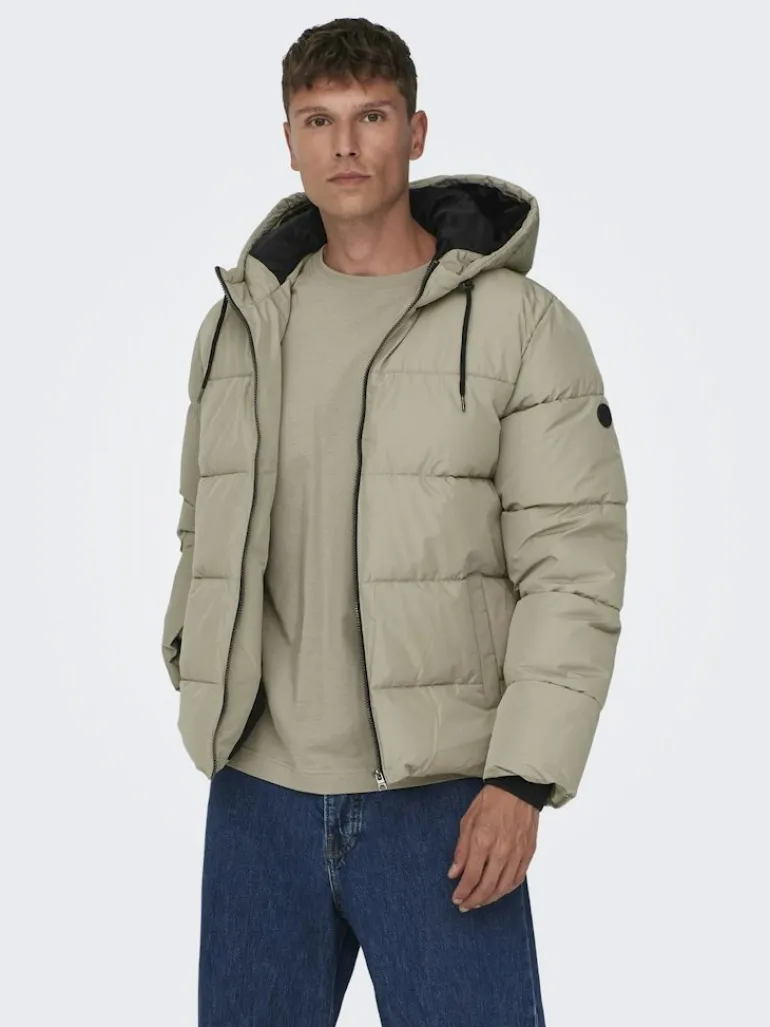 ONSMELVIN LIFE HOOD PUFFER JACKET OTW VD vintage khaki