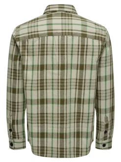 ONSMILO OVR CTN CHECK LS SHIRT teak