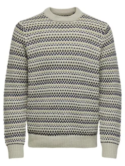 ONSMUSA REG 3 STRUC CREW KNIT silver lining