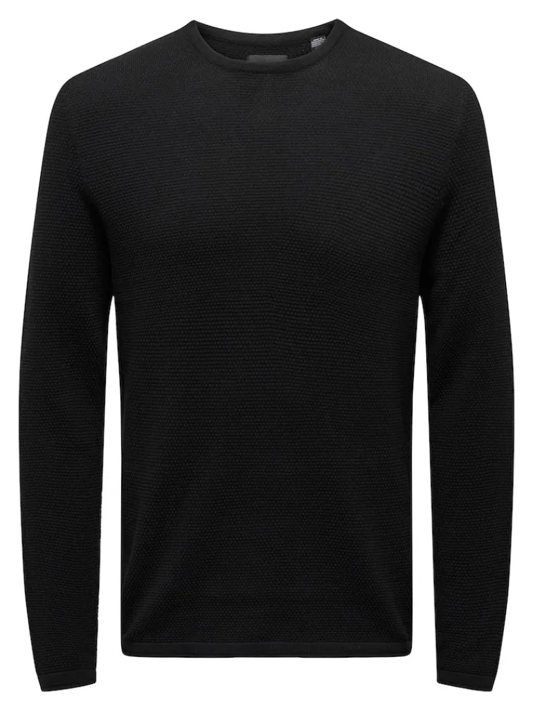 ONSPANTER REG 12 STRUC CREW KNIT NOOS black