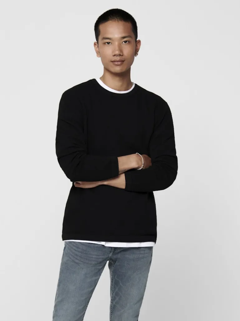 ONSPANTER REG 12 STRUC CREW KNIT NOOS black