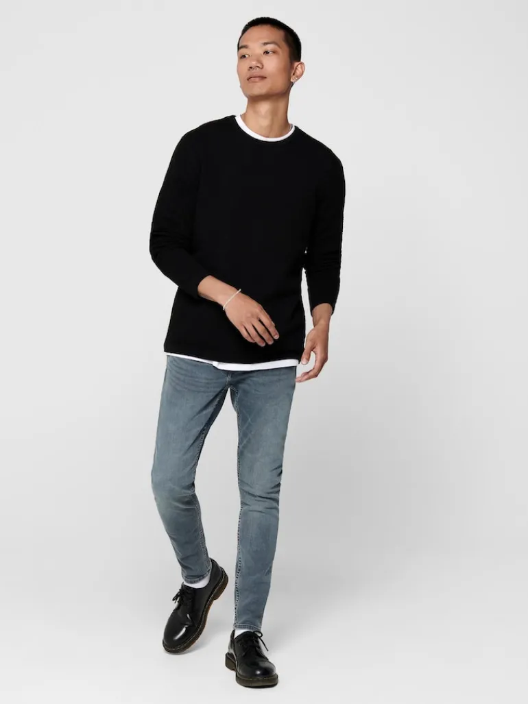 ONSPANTER REG 12 STRUC CREW KNIT NOOS black