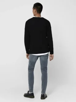 ONSPANTER REG 12 STRUC CREW KNIT NOOS black