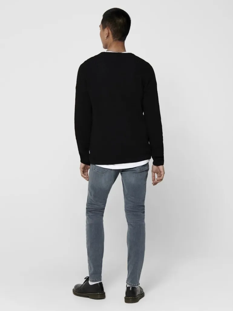 ONSPANTER REG 12 STRUC CREW KNIT NOOS black