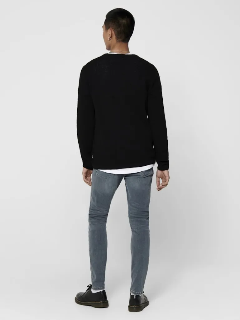 ONSPANTER REG 12 STRUC CREW KNIT NOOS black