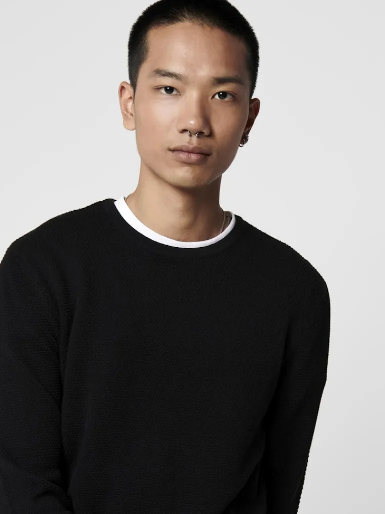 ONSPANTER REG 12 STRUC CREW KNIT NOOS black
