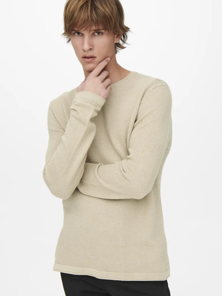 ONSPANTER REG 12 STRUC CREW KNIT NOOS silver lining