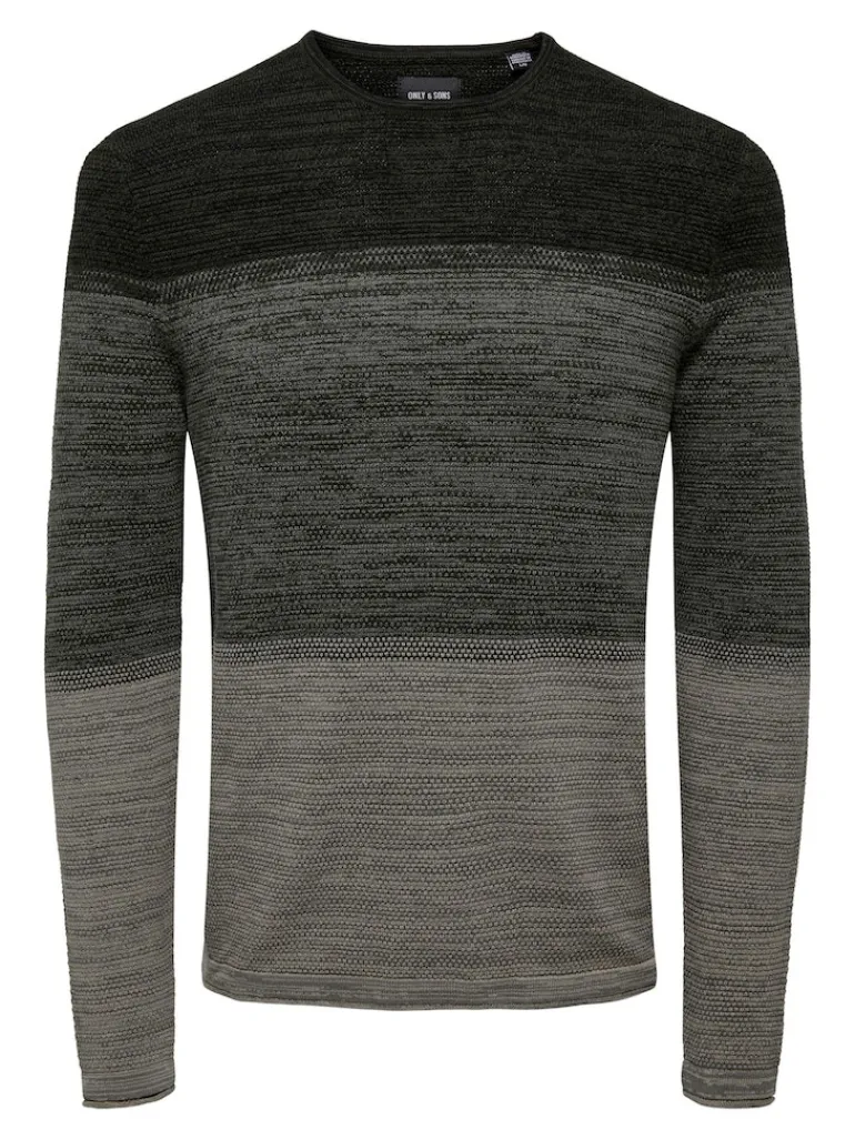 ONSPANTER REG 12 STRUC CREW KNIT NOOS dunkelgrün2