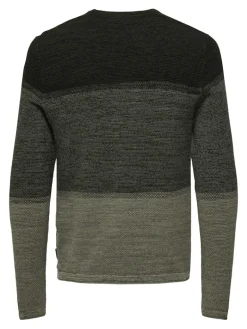 ONSPANTER REG 12 STRUC CREW KNIT NOOS dunkelgrün2