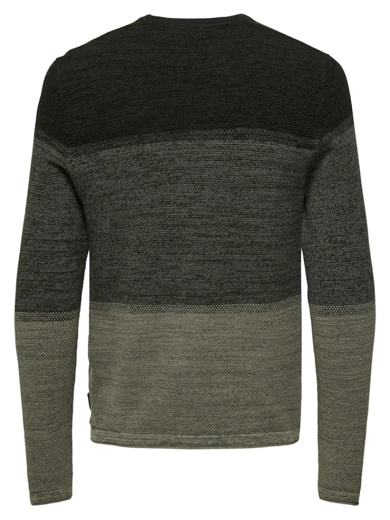 ONSPANTER REG 12 STRUC CREW KNIT NOOS dunkelgrün2