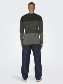 ONSPANTER REG 12 STRUC CREW KNIT NOOS dunkelgrün2