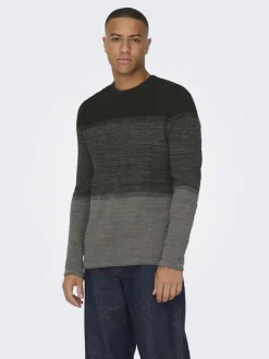 ONSPANTER REG 12 STRUC CREW KNIT NOOS dunkelgrün2