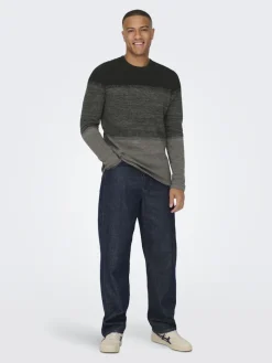 ONSPANTER REG 12 STRUC CREW KNIT NOOS dunkelgrün2