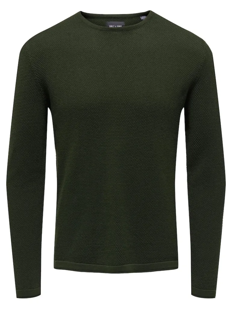 ONSPANTER REG 12 STRUC CREW KNIT NOOS dunkelgrün1