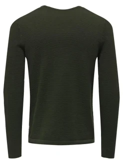 ONSPANTER REG 12 STRUC CREW KNIT NOOS dunkelgrün1