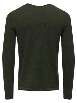 ONSPANTER REG 12 STRUC CREW KNIT NOOS dunkelgrün1